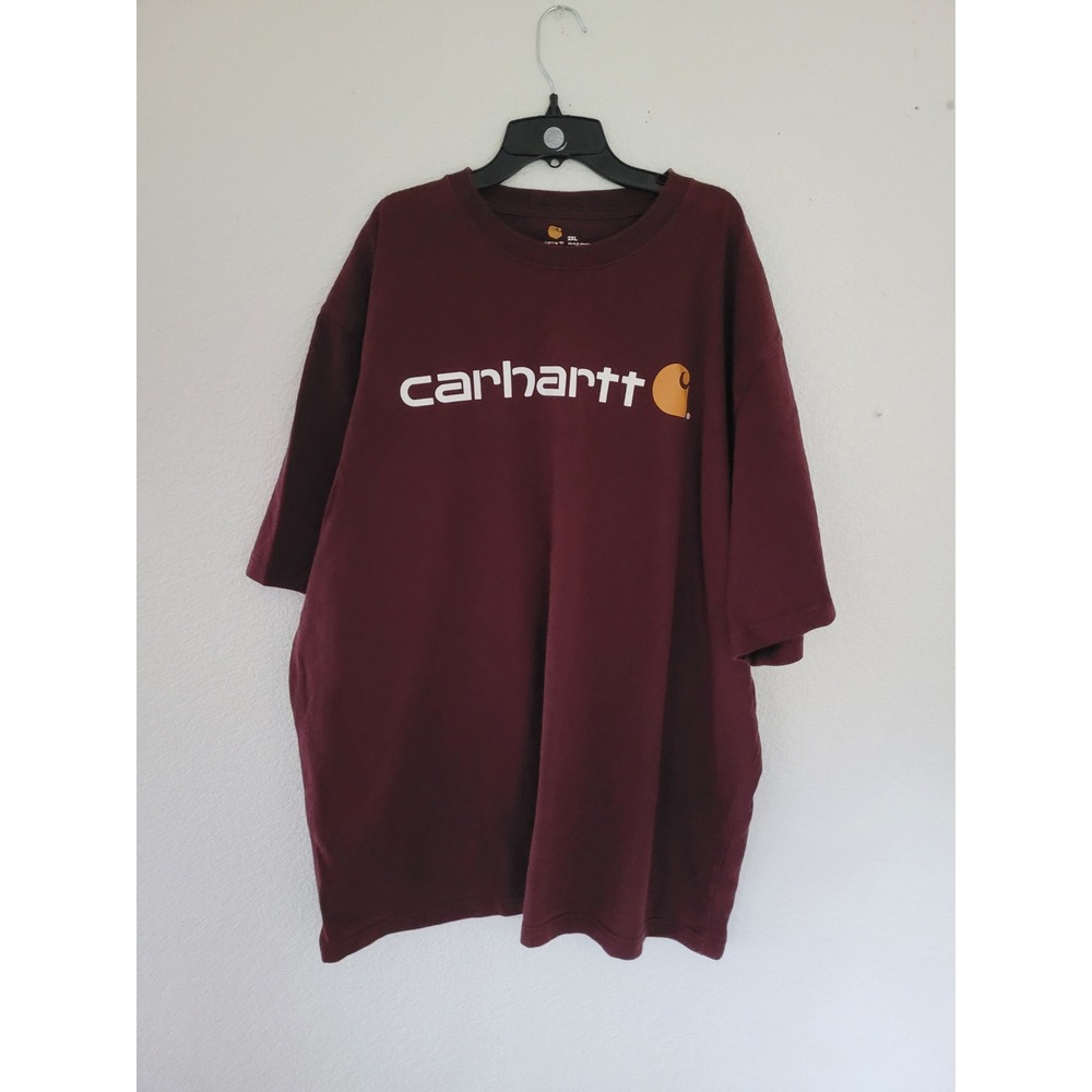 Carhartt Burgundy‎ Graphic Logo T Shirt Mens 2XL Top Work Wear #13